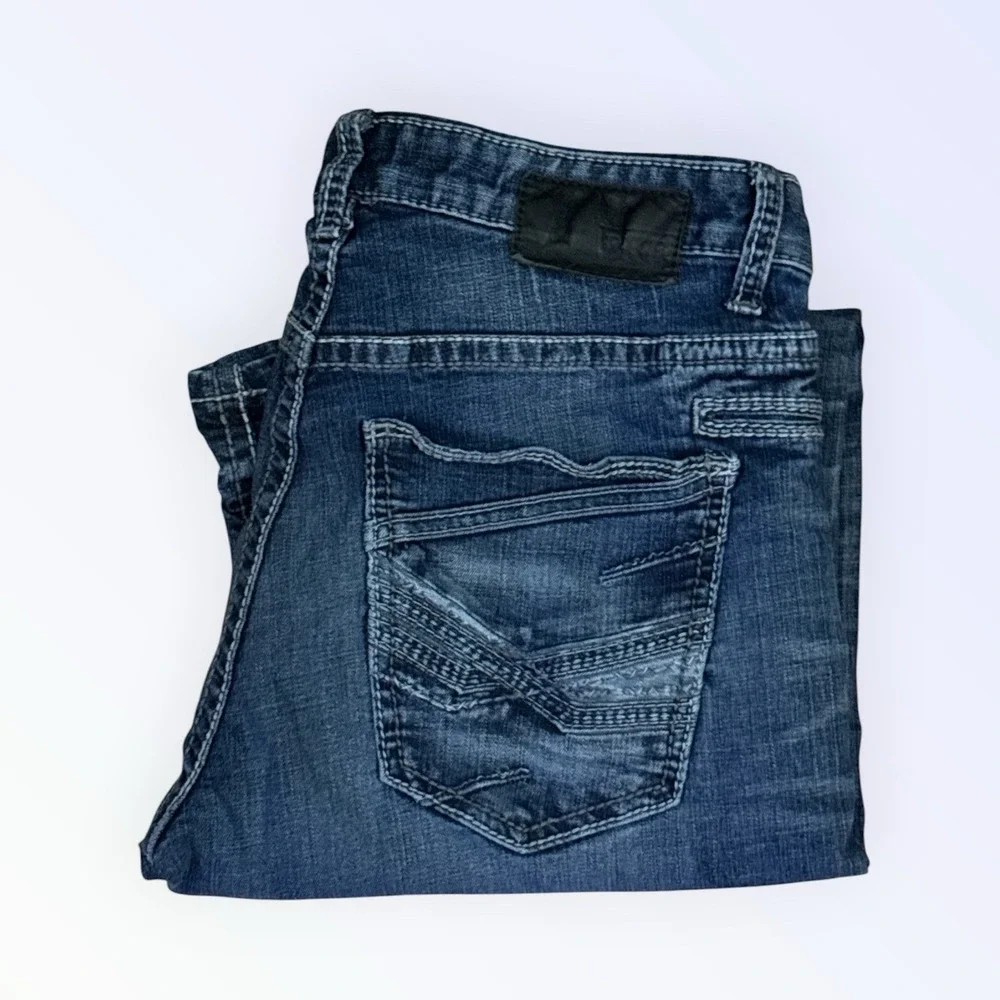 Buckle Bke Jeans men's 33x31 Blue Denim Carter Boot bootcut Distressed Y2k
